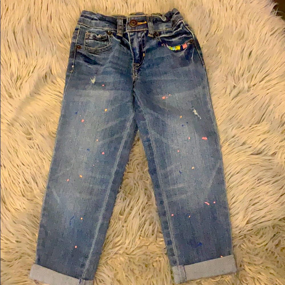 Girls Splatter Print Jean! Stitch detail.